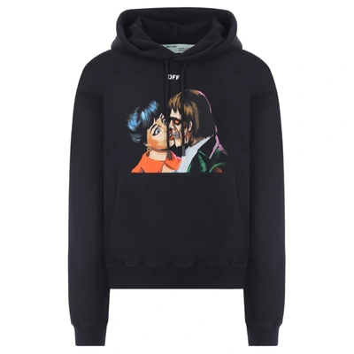 Pre owned Off white Kiss Graphic Print Hoodie Black multicolor ModeSens