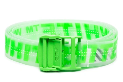 Pre-owned Off-white  Industrial Logo Rubber Belt Green