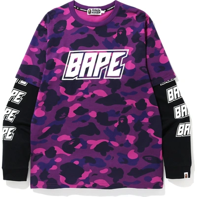 Pre-owned Bape Color Camo  Layered L/s Tee Purple