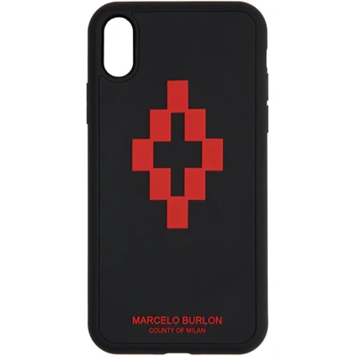 Marcelo Burlon County Of Milan Black 3d Cross Iphone Xr Case In Black/red