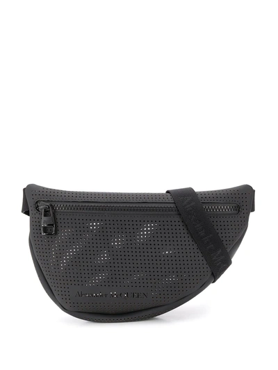 Alexander Mcqueen Perforated Belt Bag In Black