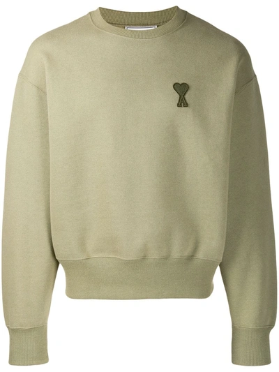 Ami Alexandre Mattiussi Ami De Coeur Patch Sweatshirt In Green