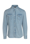 Brunello Cucinelli Classic Western Denim Shirt In Light Wash