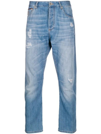 Brunello Cucinelli Distressed Straight-leg Jeans In Blue