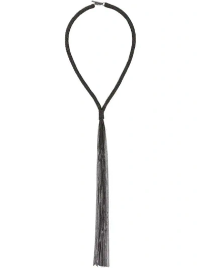 Brunello Cucinelli Beaded Tassel Necklace In Black