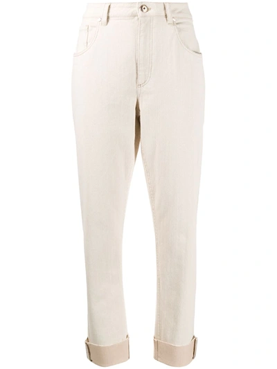 Brunello Cucinelli High-rise Straight Jeans In Neutrals