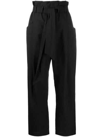 Brunello Cucinelli Paperbag Waist Straight-leg Trousers In Black