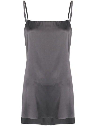 Brunello Cucinelli Square-neck Satin Cami Top In Grey