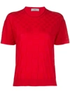 Pringle Of Scotland Checkerboard Knitted T-shirt In Pink