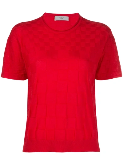 Pringle Of Scotland Checkerboard Knitted T-shirt In Pink