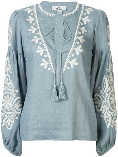 We Are Kindred Positano Embroidered Blouse In Blue