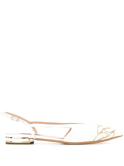 Casadei Pointed Toe Ballerina Shoes In White