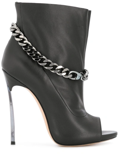 Casadei Chain Embellished Booties In Black