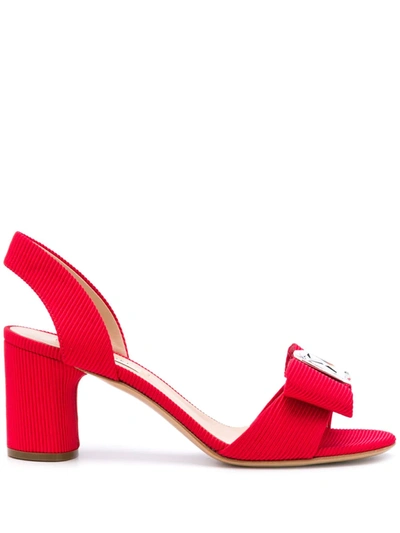 Casadei Bow Slingback Sandals In Red