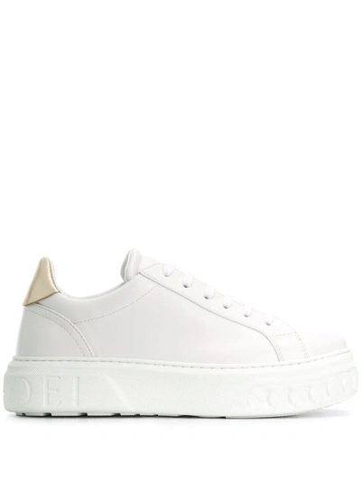 Casadei Chain Embossed Sneakers In Bianco