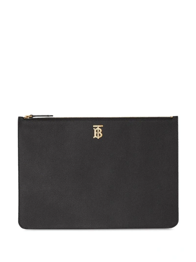 Burberry Monogram Clutch Bag In Black