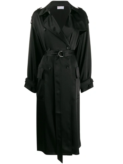 Red Valentino Double-breasted Belted Trench In Black