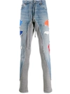 Greg Lauren Low Slung Zipped Jeans In Blue