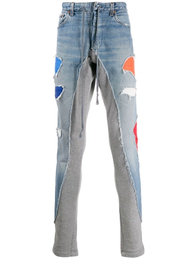 Greg Lauren Low Slung Zipped Jeans In Blue