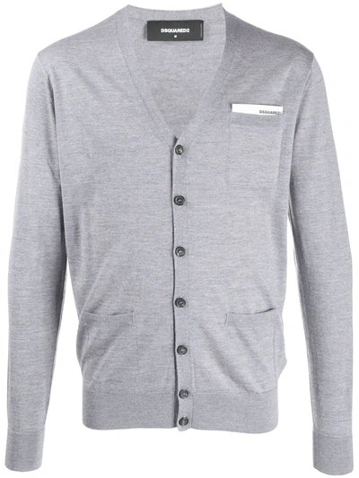 Dsquared2 Button-up Knit Cardigan In Grey