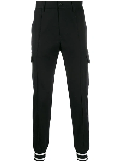 Dolce & Gabbana Striped Ankle Trousers In Black