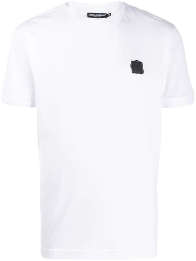 Dolce & Gabbana Cotton Jersey T-shirt W/ Rubber Logo In White