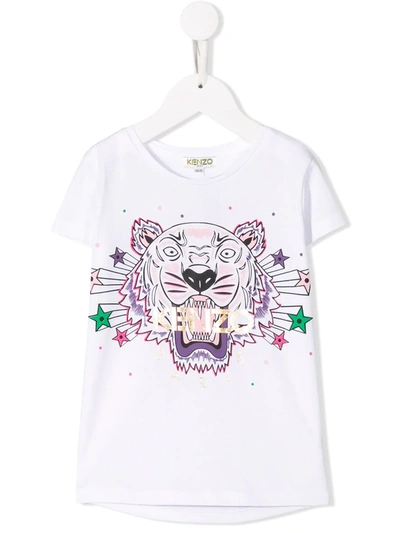 Kenzo Tiger Logo Print T-shirt In White