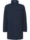 Prada Technical Raincoat In Blue