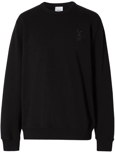 Burberry Crystal-embellished Logo Sweatshirt In Black