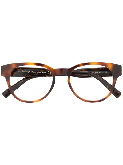 Ermenegildo Zegna Tortoiseshell Round Frame Glasses In Brown