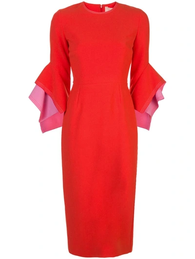 Roksanda Structured-sleeve Midi Dress In Red