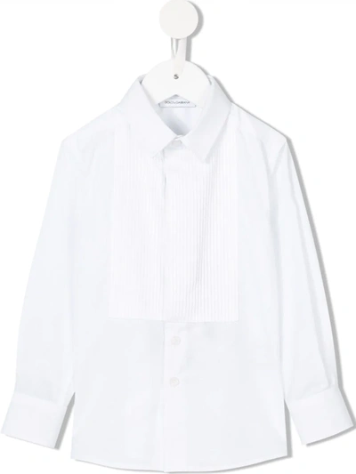 Dolce & Gabbana Kids' Cutaway Collar Shirt In White