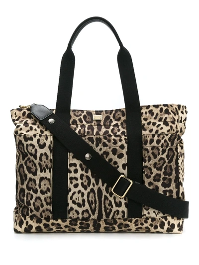 Dolce & Gabbana Kids' Leopard-print Baby Changing Bag In Neutrals