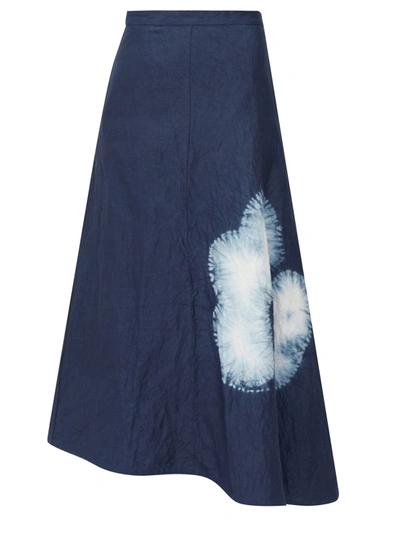 Jil Sander Asymmetric Shibori-dyed Canvas Midi Mia Skirt In Navy