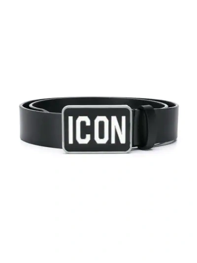 Dsquared2 Teen Logo-print Belt In Black