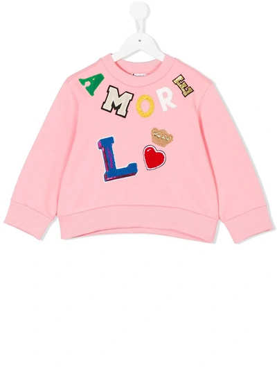 Dolce & Gabbana Kids' Amore Patch Sweatshirt In Pink