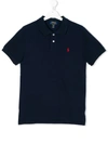 Ralph Lauren Teen Logo Patch Polo Shirt In Blue