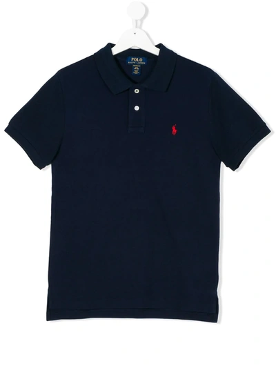 Ralph Lauren Teen Logo Patch Polo Shirt In Blue