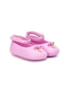 Dolce & Gabbana Babies' Dolce&gabbana Shoes For First Steps (19-26) - Nappa Leather Ballet Flats With Ankle Strap And Charm In Pink