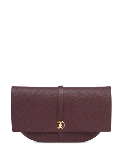 Burberry Tb-monogram Leather Clutch In Dark Walnut