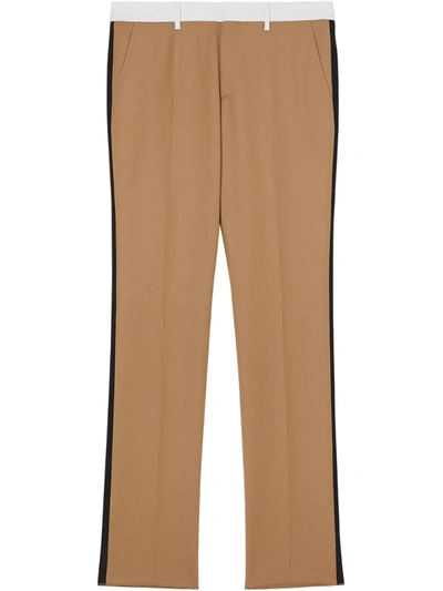Burberry Classic Fit Side Stripe Wool Tailored Trousers In Neutrals
