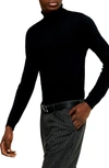 Topman Merino Wool Turtleneck Sweater In Black