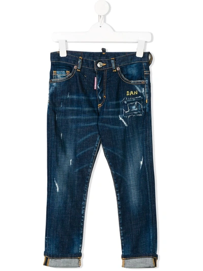 Dsquared2 Kids' Distressed Detail Jeans In Blue