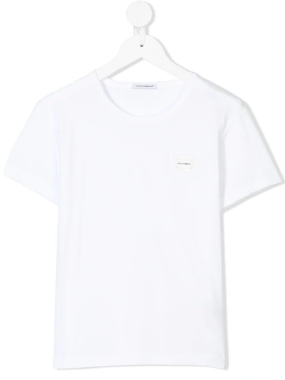Dolce & Gabbana Kids' Logo Plaque T-shirt In White
