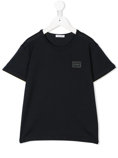 Dolce & Gabbana Kids' Logo Patch T-shirt In Black