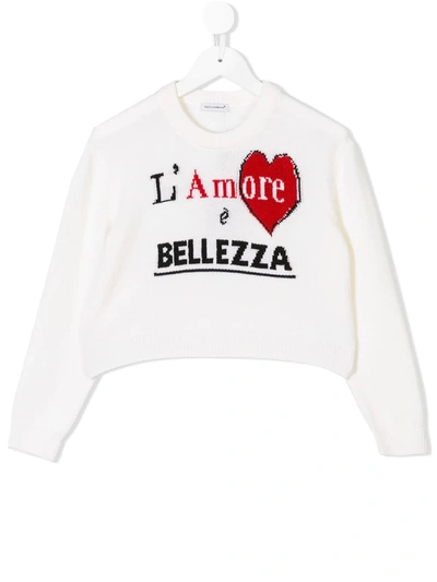 Dolce & Gabbana Kids' L'amore É Bellezza Jumper In Neutrals