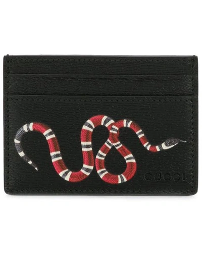 Pre-owned Gucci  Card Holder Kingsnake Black