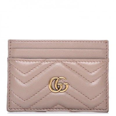 Pre-owned Gucci  Gg Marmont Card Case Matelasse Dusty Pink