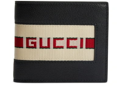 Pre-owned Gucci  Bifold Wallet Stripe Logo Black
