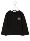 Dolce & Gabbana Babies' Logo Patch Long Sleeve Top In Black